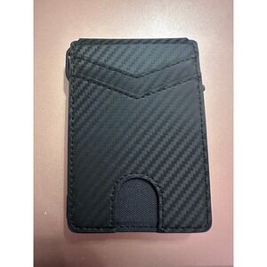 Minimalist Carbon Fiber Wallet Metal RFID Blocking Slim Credit Card Holder Black